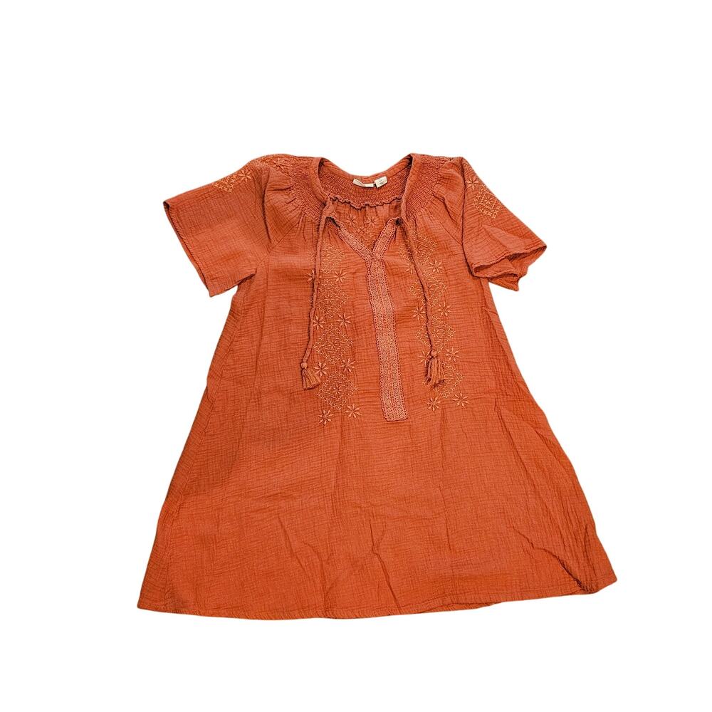 Lucky Brand Burnt Orange Embroidered Midi Dress